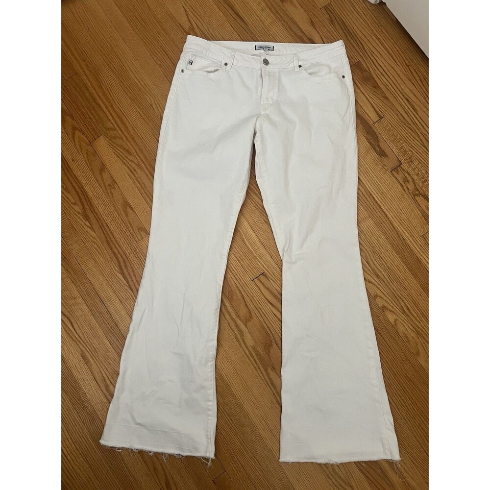 Dear John Rosie Flare Jeans Low-Mid Rise Size 31 White Raw Hem